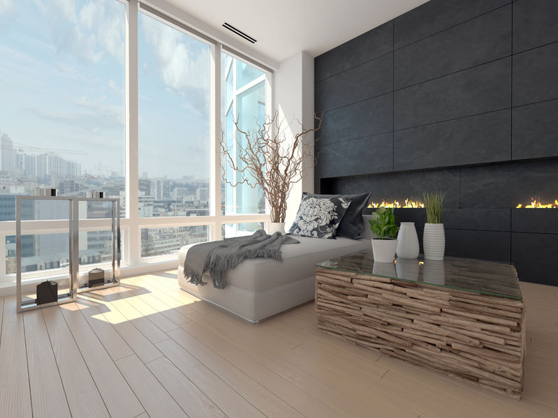 32227427 – modern design living room with cityscape view
